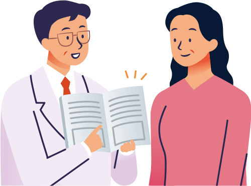 PAH手帳の説明をする医師のイメージ